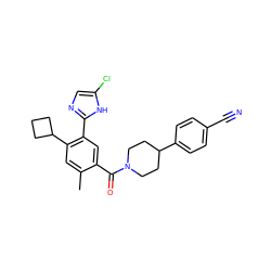 Cc1cc(C2CCC2)c(-c2ncc(Cl)[nH]2)cc1C(=O)N1CCC(c2ccc(C#N)cc2)CC1 ZINC000150222771