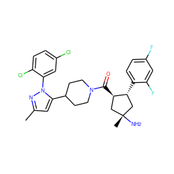 Cc1cc(C2CCN(C(=O)[C@@H]3C[C@@](C)(N)C[C@H]3c3ccc(F)cc3F)CC2)n(-c2cc(Cl)ccc2Cl)n1 ZINC000084652471