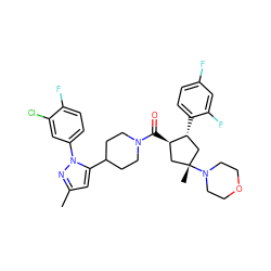 Cc1cc(C2CCN(C(=O)[C@@H]3C[C@@](C)(N4CCOCC4)C[C@H]3c3ccc(F)cc3F)CC2)n(-c2ccc(F)c(Cl)c2)n1 ZINC000096175697