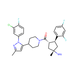 Cc1cc(C2CCN(C(=O)[C@H]3C[C@@](C)(N)C[C@@H]3c3ccc(F)cc3F)CC2)n(-c2ccc(F)c(Cl)c2)n1 ZINC000084653061