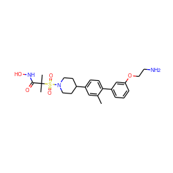 Cc1cc(C2CCN(S(=O)(=O)C(C)(C)C(=O)NO)CC2)ccc1-c1cccc(OCCN)c1 ZINC000028970157