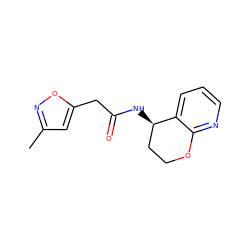 Cc1cc(CC(=O)N[C@@H]2CCOc3ncccc32)on1 ZINC000146616150