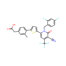 Cc1cc(CC(=O)O)ccc1-c1ccc(-c2cc(C(F)(F)F)c(C#N)c(=O)n2Cc2ccc(F)cc2F)s1 ZINC000114581141