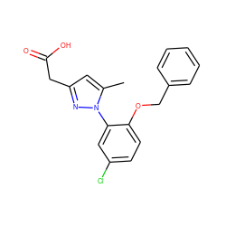 Cc1cc(CC(=O)O)nn1-c1cc(Cl)ccc1OCc1ccccc1 ZINC000029129080