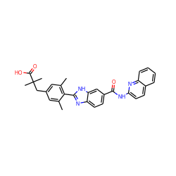 Cc1cc(CC(C)(C)C(=O)O)cc(C)c1-c1nc2ccc(C(=O)Nc3ccc4ccccc4n3)cc2[nH]1 ZINC000115665819