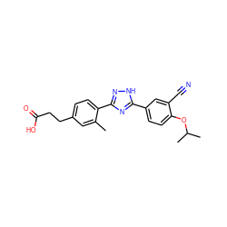 Cc1cc(CCC(=O)O)ccc1-c1n[nH]c(-c2ccc(OC(C)C)c(C#N)c2)n1 ZINC000038147455