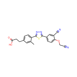 Cc1cc(CCC(=O)O)ccc1-c1nnc(-c2ccc(OCC#N)c(C#N)c2)s1 ZINC000038147465