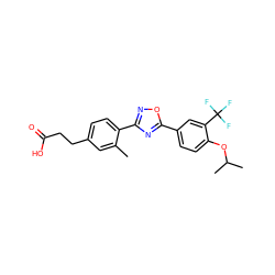 Cc1cc(CCC(=O)O)ccc1-c1noc(-c2ccc(OC(C)C)c(C(F)(F)F)c2)n1 ZINC000014978137