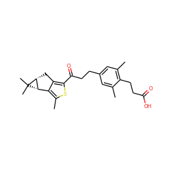 Cc1cc(CCC(=O)c2sc(C)c3c2C[C@@H]2[C@H]3C2(C)C)cc(C)c1CCC(=O)O ZINC000103231080