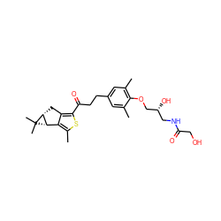 Cc1cc(CCC(=O)c2sc(C)c3c2C[C@@H]2[C@H]3C2(C)C)cc(C)c1OC[C@H](O)CNC(=O)CO ZINC000036480006