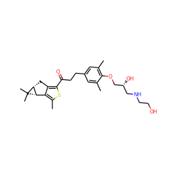 Cc1cc(CCC(=O)c2sc(C)c3c2C[C@@H]2[C@H]3C2(C)C)cc(C)c1OC[C@H](O)CNCCO ZINC000036479212