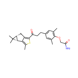 Cc1cc(CCC(=O)c2sc(C)c3c2C[C@@H]2[C@H]3C2(C)C)cc(C)c1OCC(N)=O ZINC000036479220