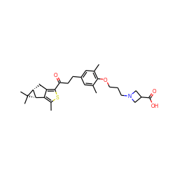 Cc1cc(CCC(=O)c2sc(C)c3c2C[C@@H]2[C@H]3C2(C)C)cc(C)c1OCCCN1CC(C(=O)O)C1 ZINC000103225932