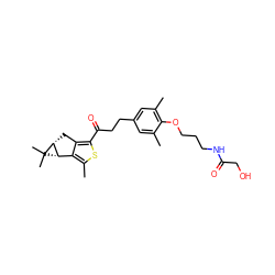 Cc1cc(CCC(=O)c2sc(C)c3c2C[C@@H]2[C@H]3C2(C)C)cc(C)c1OCCCNC(=O)CO ZINC000036480274