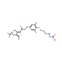 Cc1cc(CCC(=O)c2sc(C)c3c2C[C@@H]2[C@H]3C2(C)C)cc(C)c1OCCCNCC(=O)O ZINC000036479031