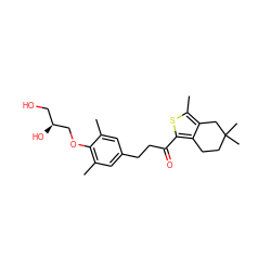 Cc1cc(CCC(=O)c2sc(C)c3c2CCC(C)(C)C3)cc(C)c1OC[C@@H](O)CO ZINC000036478060