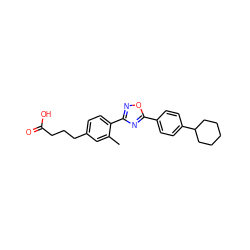 Cc1cc(CCCC(=O)O)ccc1-c1noc(-c2ccc(C3CCCCC3)cc2)n1 ZINC000038157811