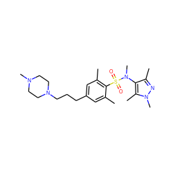 Cc1cc(CCCN2CCN(C)CC2)cc(C)c1S(=O)(=O)N(C)c1c(C)nn(C)c1C ZINC000199943105