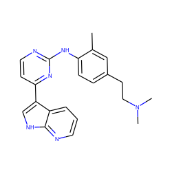 Cc1cc(CCN(C)C)ccc1Nc1nccc(-c2c[nH]c3ncccc23)n1 ZINC000072175640