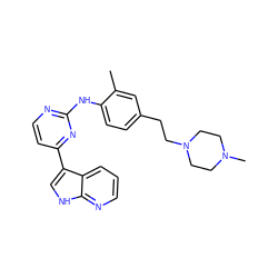 Cc1cc(CCN2CCN(C)CC2)ccc1Nc1nccc(-c2c[nH]c3ncccc23)n1 ZINC000072179219