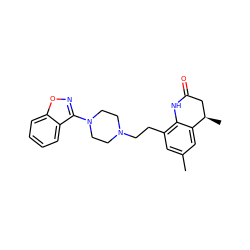 Cc1cc(CCN2CCN(c3noc4ccccc34)CC2)c2c(c1)[C@H](C)CC(=O)N2 ZINC000028527190