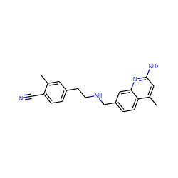 Cc1cc(CCNCc2ccc3c(C)cc(N)nc3c2)ccc1C#N ZINC001772598422