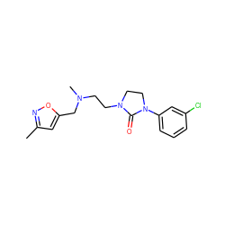 Cc1cc(CN(C)CCN2CCN(c3cccc(Cl)c3)C2=O)on1 ZINC000043014389