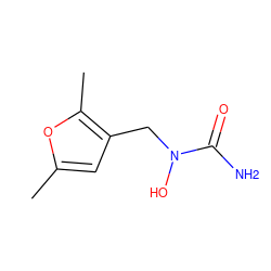 Cc1cc(CN(O)C(N)=O)c(C)o1 ZINC000013762852