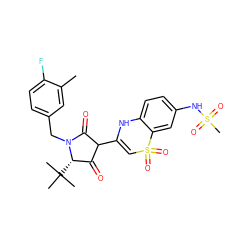 Cc1cc(CN2C(=O)C(C3=CS(=O)(=O)c4cc(NS(C)(=O)=O)ccc4N3)C(=O)[C@@H]2C(C)(C)C)ccc1F ZINC000101294377