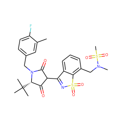 Cc1cc(CN2C(=O)C(C3=NS(=O)(=O)c4c(CN(C)S(C)(=O)=O)cccc43)C(=O)[C@@H]2C(C)(C)C)ccc1F ZINC000101288042