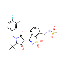 Cc1cc(CN2C(=O)C(C3=NS(=O)(=O)c4c(CNS(C)(=O)=O)cccc43)C(=O)[C@@H]2C(C)(C)C)ccc1F ZINC000101287992