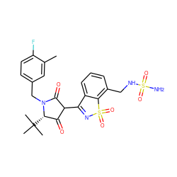 Cc1cc(CN2C(=O)C(C3=NS(=O)(=O)c4c(CNS(N)(=O)=O)cccc43)C(=O)[C@@H]2C(C)(C)C)ccc1F ZINC000101288029