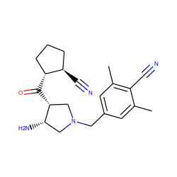 Cc1cc(CN2C[C@H](N)[C@H](C(=O)[C@@H]3CCC[C@H]3C#N)C2)cc(C)c1C#N ZINC000028955150