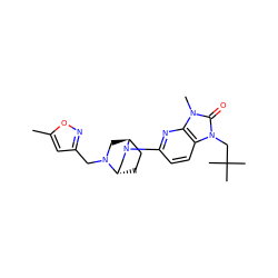 Cc1cc(CN2C[C@H]3CC[C@H]2CN3c2ccc3c(n2)n(C)c(=O)n3CC(C)(C)C)no1 ZINC000116370738