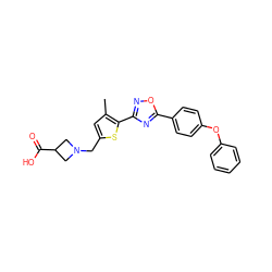 Cc1cc(CN2CC(C(=O)O)C2)sc1-c1noc(-c2ccc(Oc3ccccc3)cc2)n1 ZINC000073277265