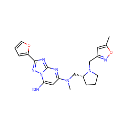 Cc1cc(CN2CCC[C@@H]2CN(C)c2cc(N)n3nc(-c4ccco4)nc3n2)no1 ZINC000028383976