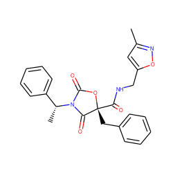 Cc1cc(CNC(=O)[C@@]2(Cc3ccccc3)OC(=O)N([C@H](C)c3ccccc3)C2=O)on1 ZINC000096273469