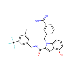 Cc1cc(CNC(=O)c2cc3c(O)cccc3n2Cc2cccc(C(=N)N)c2)cc(C(F)(F)F)c1 ZINC000003831883