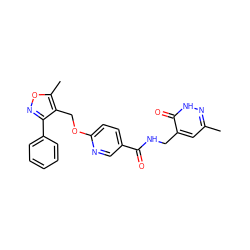 Cc1cc(CNC(=O)c2ccc(OCc3c(-c4ccccc4)noc3C)nc2)c(=O)[nH]n1 ZINC000142910694