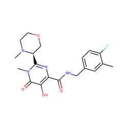 Cc1cc(CNC(=O)c2nc([C@@H]3COCCN3C)n(C)c(=O)c2O)ccc1F ZINC000084394801