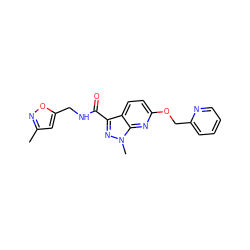 Cc1cc(CNC(=O)c2nn(C)c3nc(OCc4ccccn4)ccc23)on1 ZINC000103261385