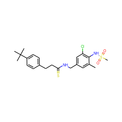 Cc1cc(CNC(=S)CCc2ccc(C(C)(C)C)cc2)cc(Cl)c1NS(C)(=O)=O ZINC000036487489