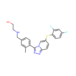 Cc1cc(CNCCO)ccc1-c1nnc2ccc(Sc3ccc(F)cc3F)cn12 ZINC000045350400