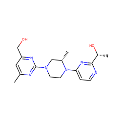 Cc1cc(CO)nc(N2CCN(c3ccnc([C@@H](C)O)n3)[C@@H](C)C2)n1 ZINC000013472181