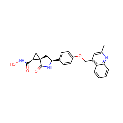 Cc1cc(COc2ccc([C@@H]3C[C@@]4(C[C@@H]4C(=O)NO)C(=O)N3)cc2)c2ccccc2n1 ZINC000040395072