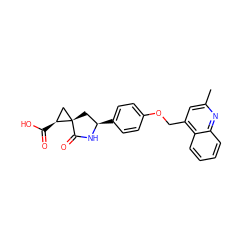 Cc1cc(COc2ccc([C@@H]3C[C@@]4(C[C@@H]4C(=O)O)C(=O)N3)cc2)c2ccccc2n1 ZINC000040891545