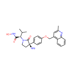 Cc1cc(COc2ccc([C@]3(N)CCN([C@@H](C(=O)NO)C(C)C)C3=O)cc2)c2ccccc2n1 ZINC000038842829