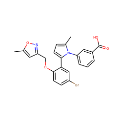 Cc1cc(COc2ccc(Br)cc2-c2ccc(C)n2-c2cccc(C(=O)O)c2)no1 ZINC000040566021