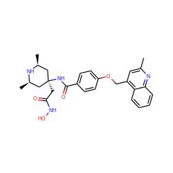 Cc1cc(COc2ccc(C(=O)N[C@]3(CC(=O)NO)C[C@H](C)N[C@H](C)C3)cc2)c2ccccc2n1 ZINC000101208989