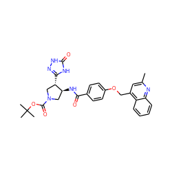 Cc1cc(COc2ccc(C(=O)N[C@H]3CN(C(=O)OC(C)(C)C)C[C@@H]3c3n[nH]c(=O)[nH]3)cc2)c2ccccc2n1 ZINC000014190781